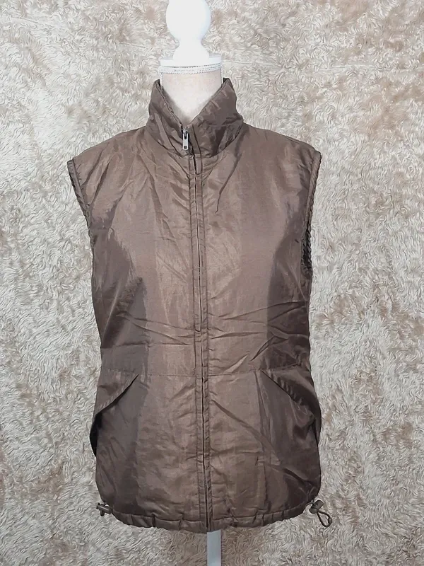 Gilet matelassé sans manches taupe femme 38/40, col montant