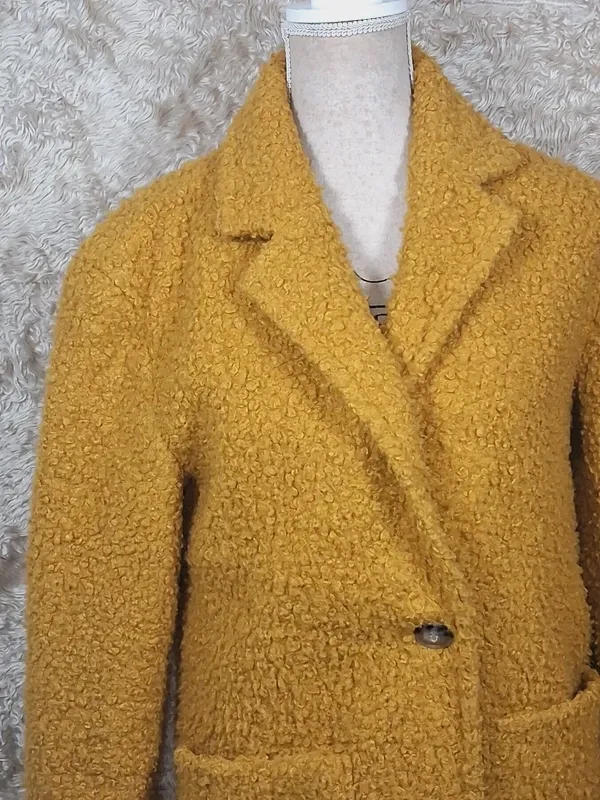 Manteau edc jaune moutarde bouclette taille XS à poches – edc – taille XS 2