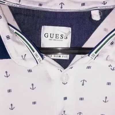 Polo Guess Slim Fit Blanc à Motifs Ancres Neuf – Taille M/L – Guess – taille M 5