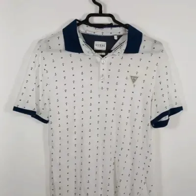 Polo Guess Slim Fit Blanc à Motifs Ancres Neuf – Taille M/L – Guess – taille M 8