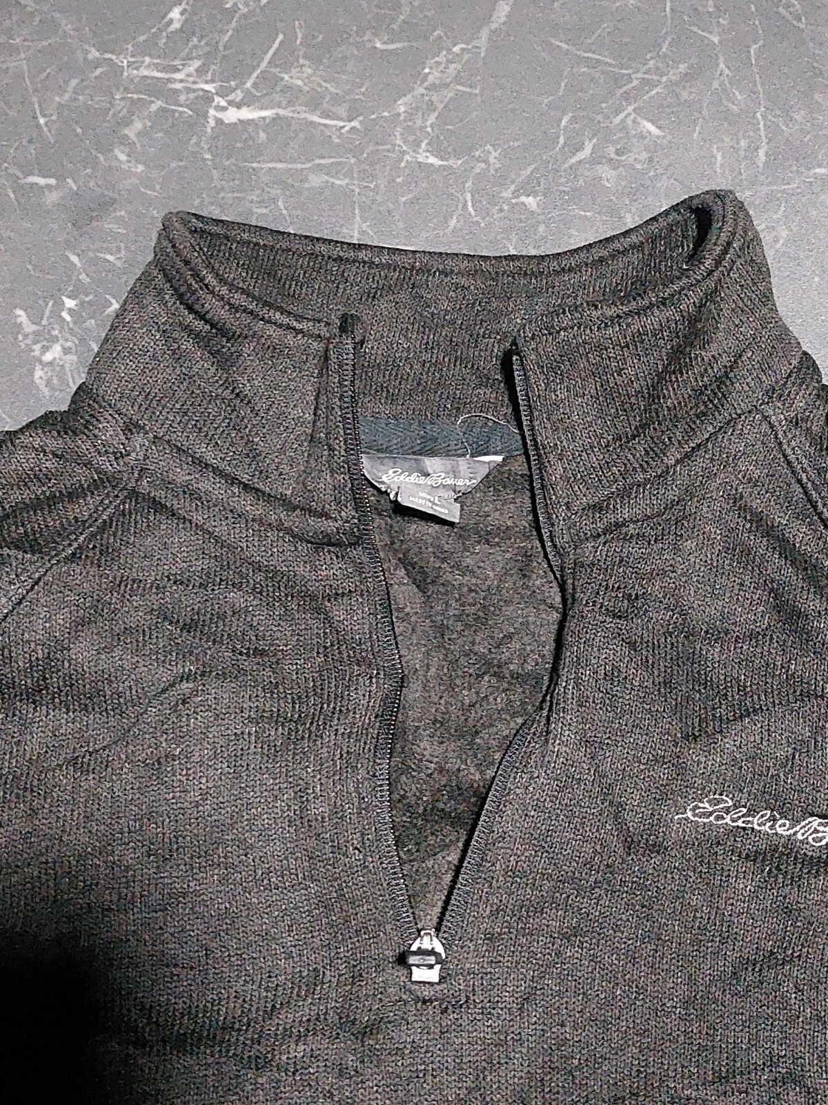 Pull polaire Eddie Bauer gris quart zip col montant manches raglan – Eddie Bauer – taille L 4