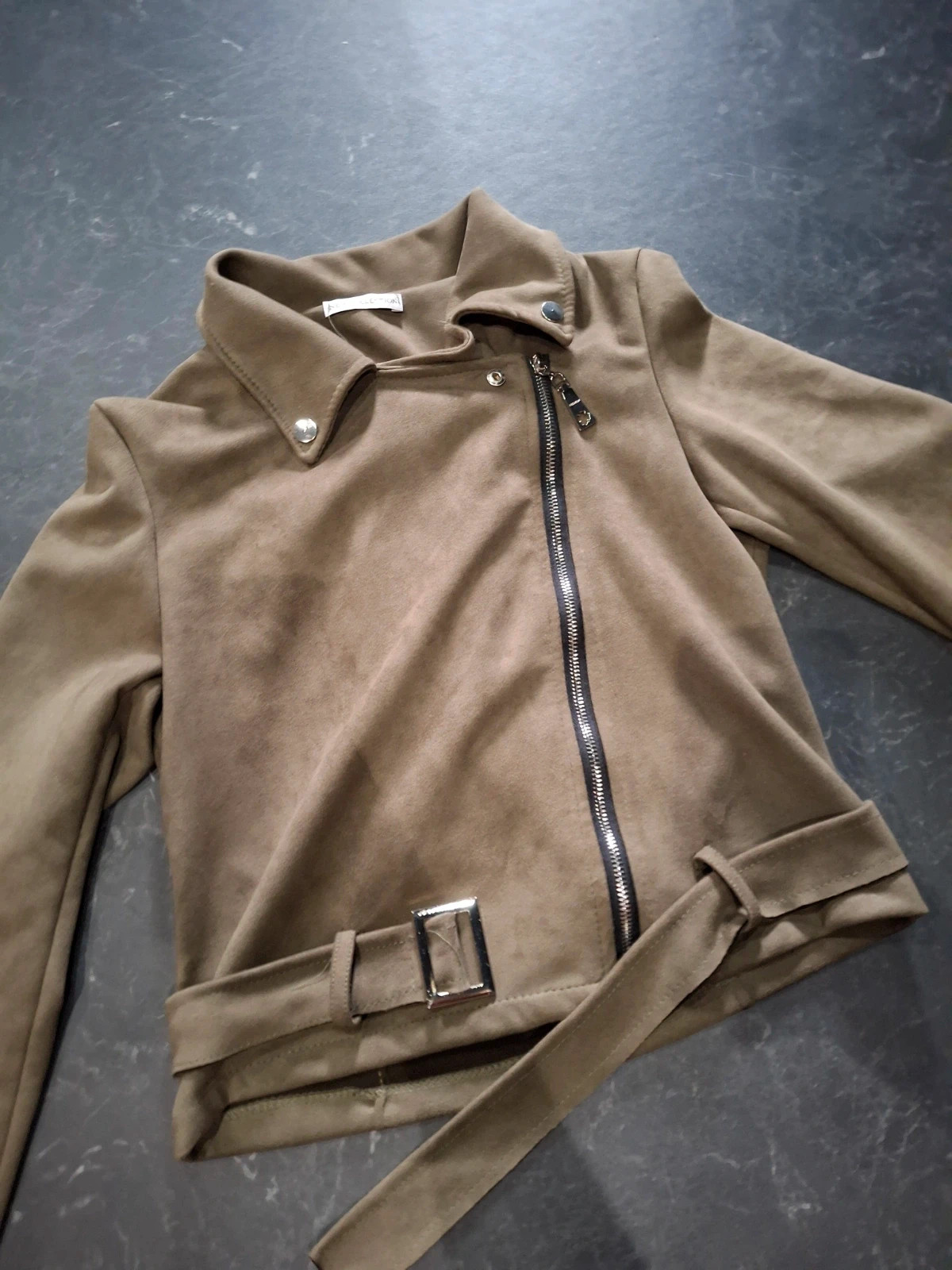 Veste Perfecto Marron Clair en Suédine - Taille M - Très Bon État – New Collection – taille M / 38 / 10 2