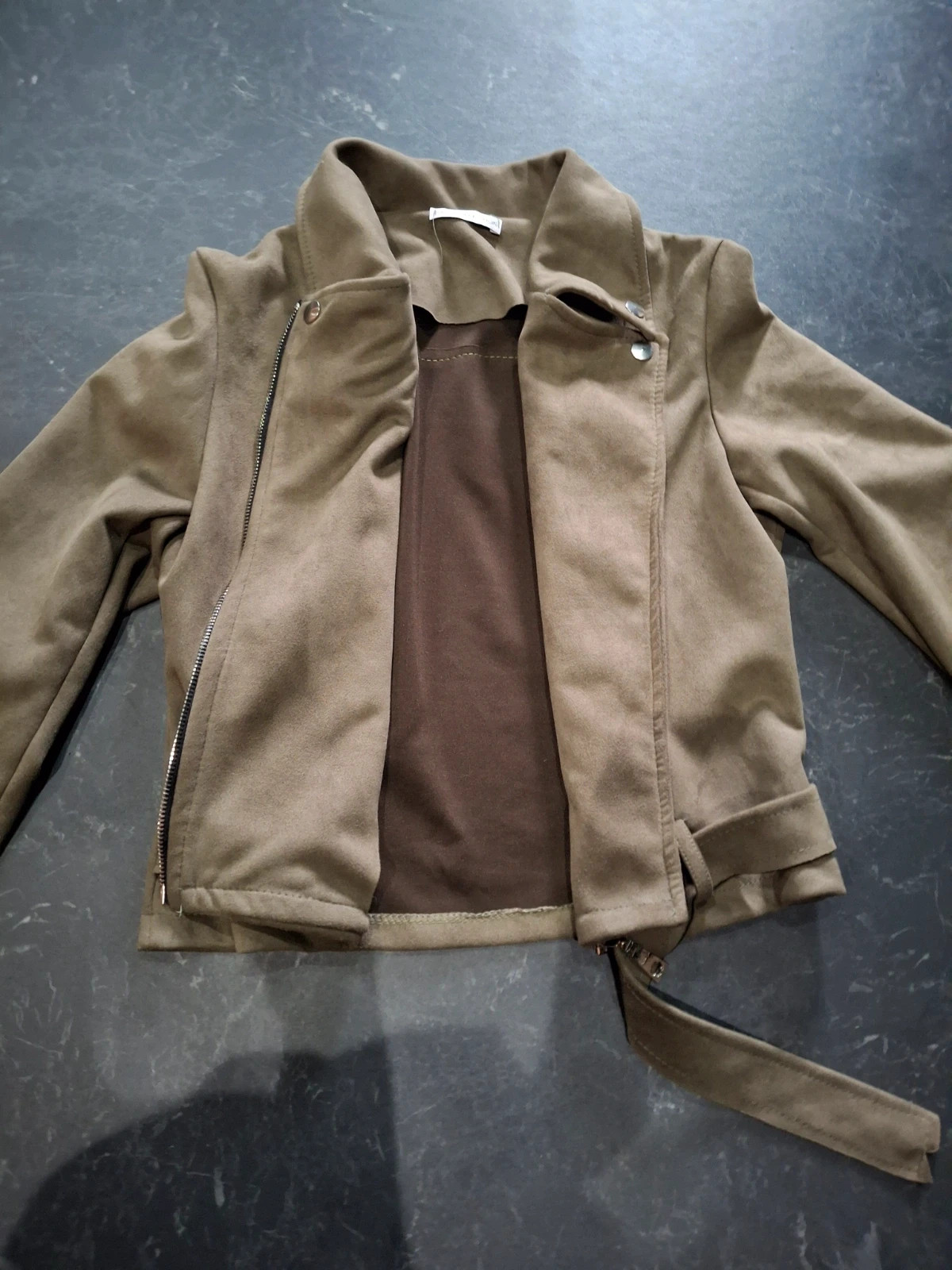 Veste Perfecto Marron Clair en Suédine - Taille M - Très Bon État – New Collection – taille M / 38 / 10 4