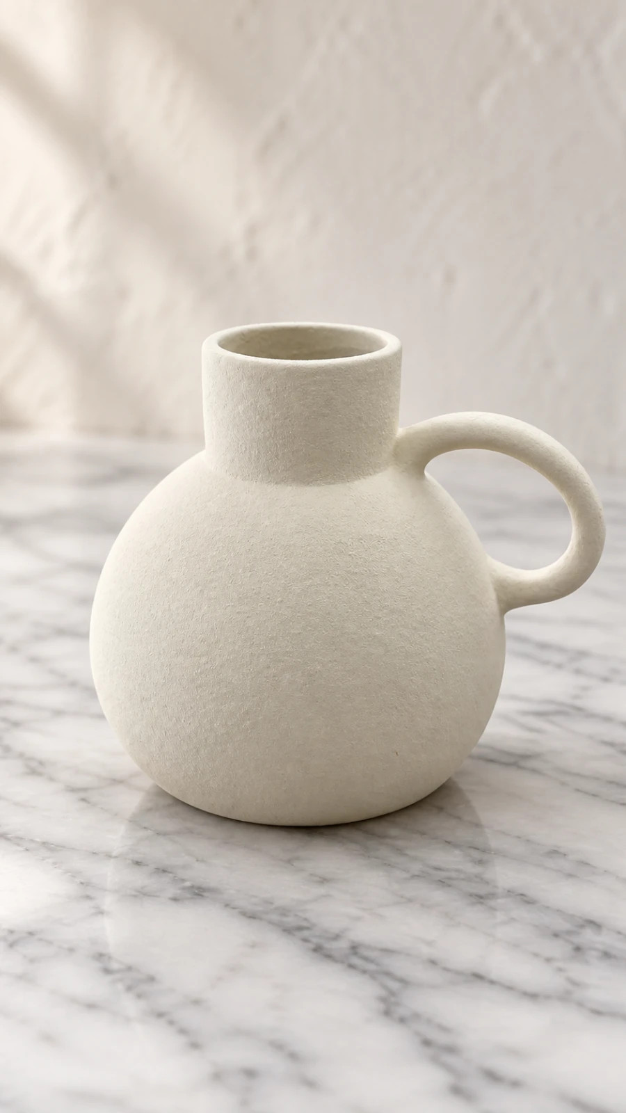 Petit vase blanc mat avec anse – Style Japandi / Minimaliste / Deco – Studio 2