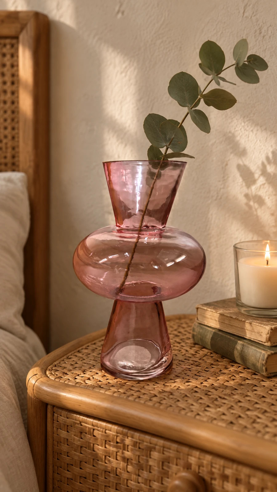 Vase en verre rose sculpturé – Style design / Scandinave / Boho – The Range 2