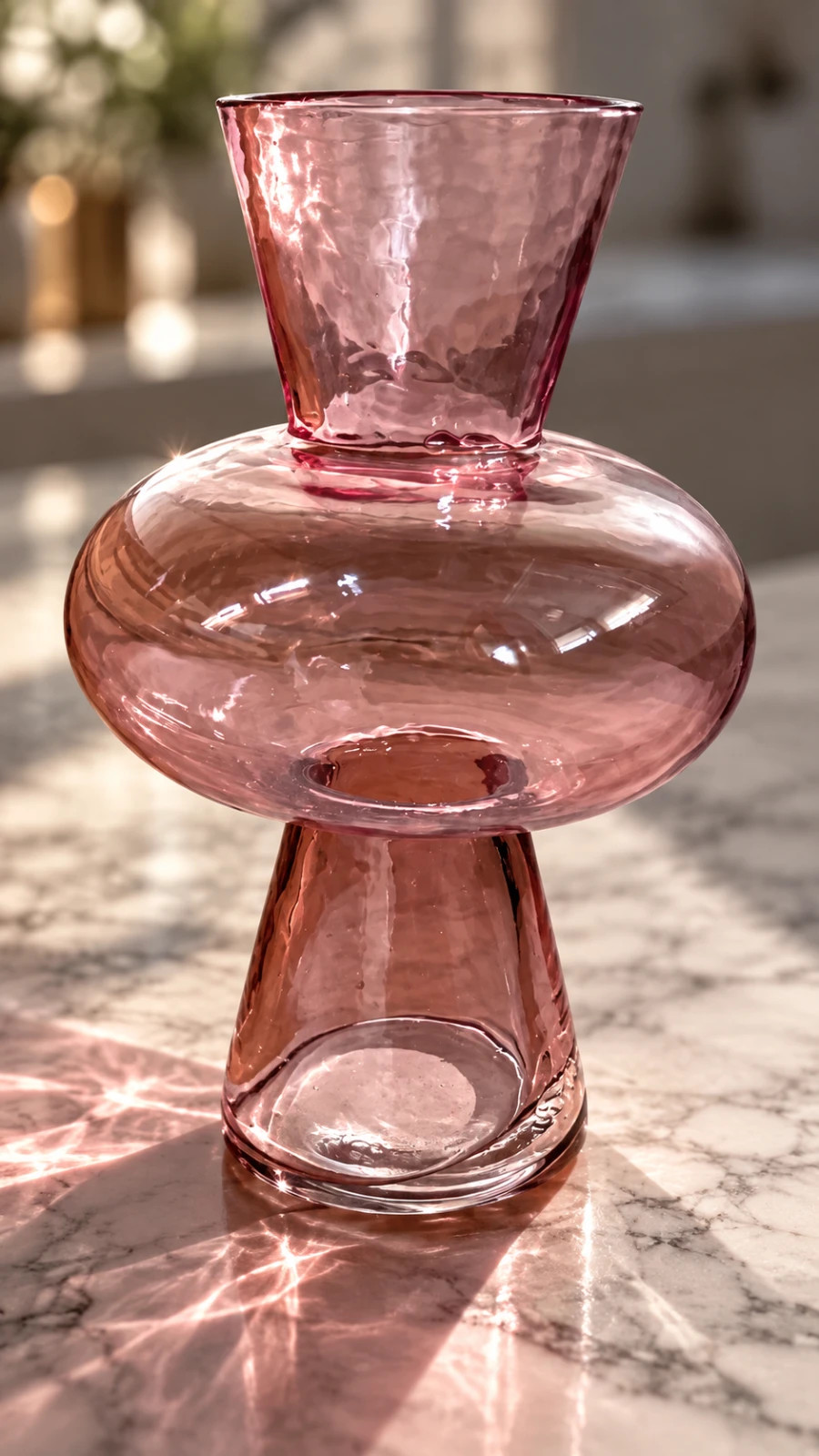 Vase en verre rose sculpturé – Style design / Scandinave / Boho – The Range 3