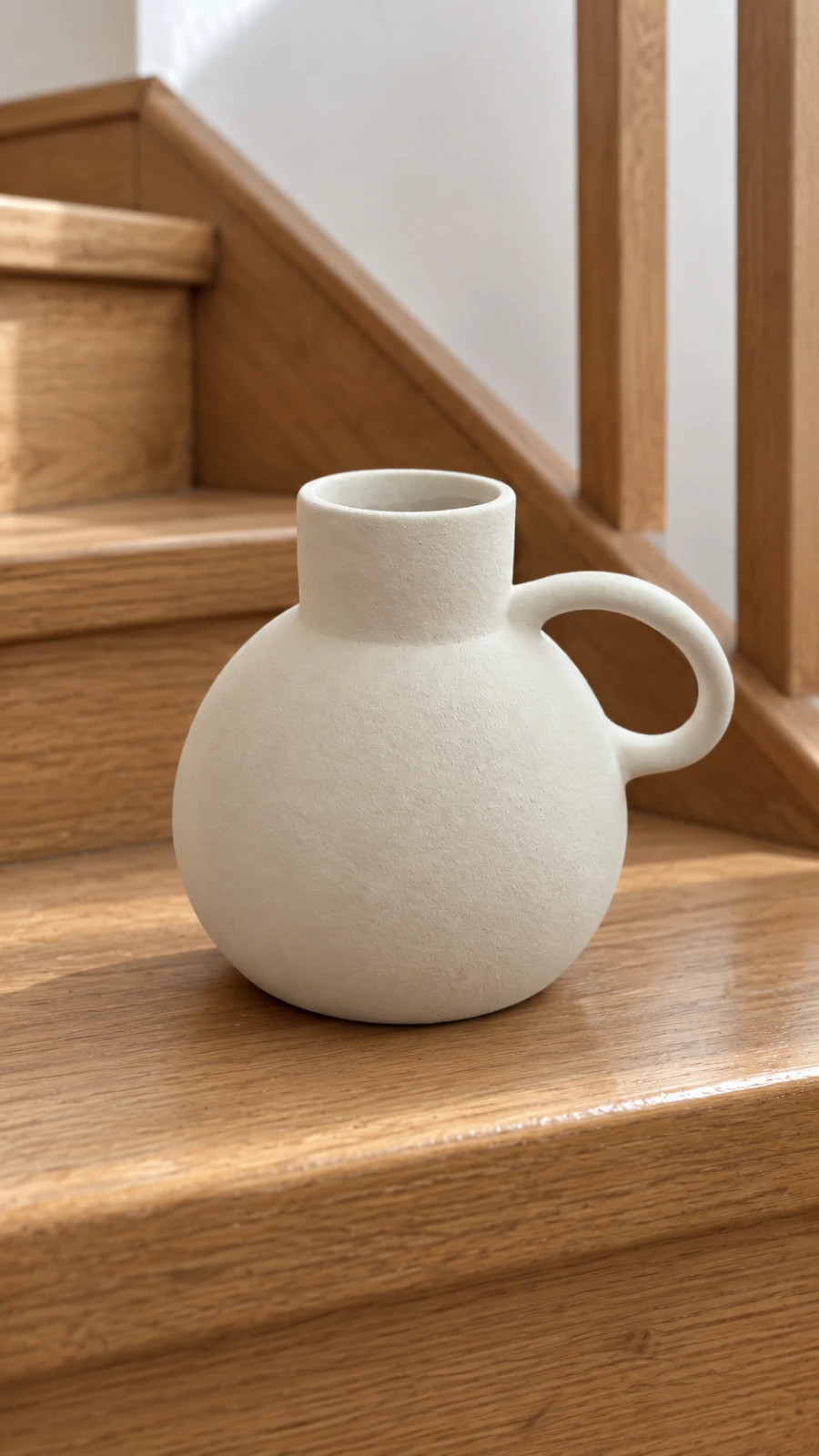 Petit vase blanc mat avec anse – Style Japandi / Minimaliste / Deco – Studio 4