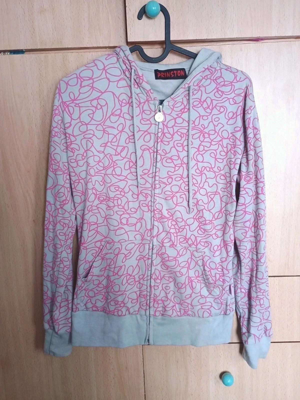 Sudadera gris con capucha y estampado rosa Prinston Talla S – PRINSTON – taille S / 36 / 8
