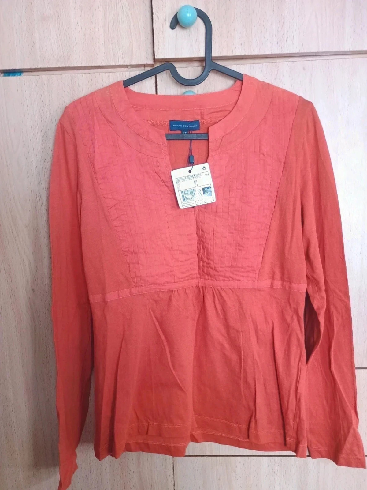 Blusa Adolfo Dominguez Naranja Terracota 100% Algodon Talla xs