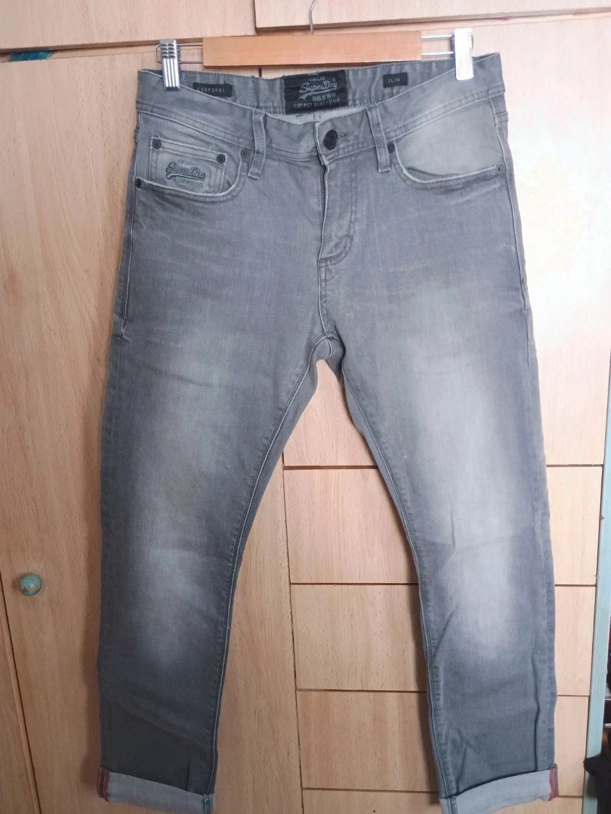 Vaqueros SuperDry Slim Gris Talla 42