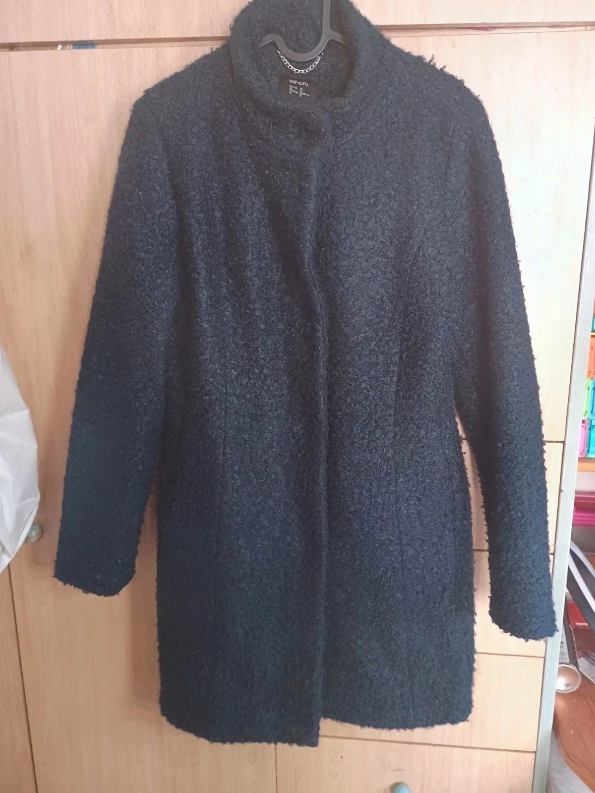 Abrigo de Lana Rizada Boucle Azul Marino Esmara talla 40 – Esmara – taille L / 40 / 12
