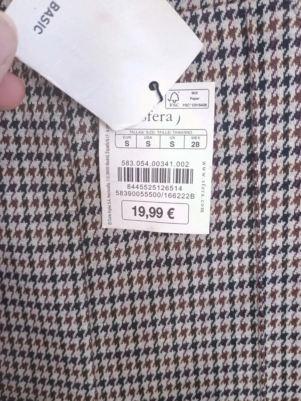 Pantalon Sfera con Estampado de Pata de Gallo – Sfera – taille S / 36 / 8 5