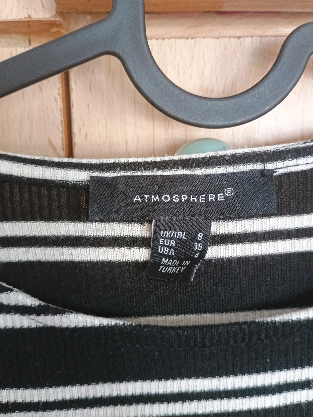 Top cropped a rayas negras y blancas de manga larga – Atmosphere – taille S / 36 / 8 4