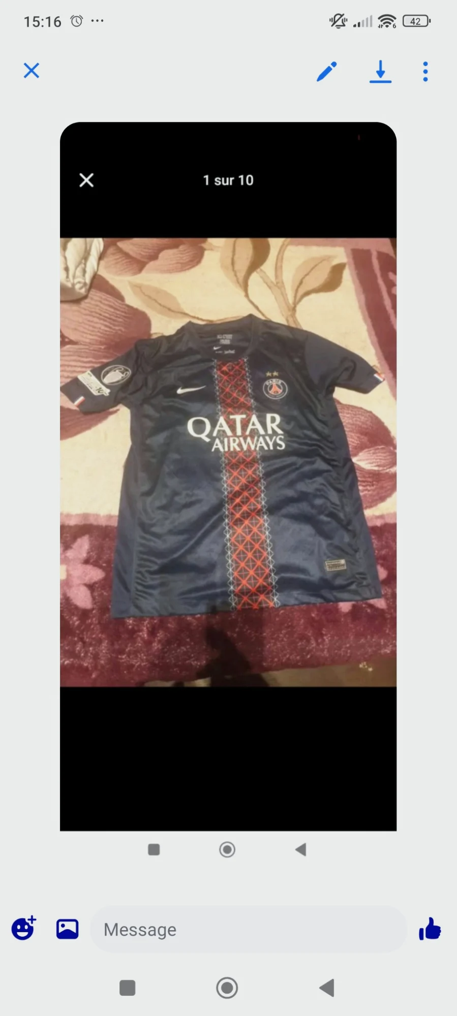Maillot PSG 2 étoiles neuf taille l
