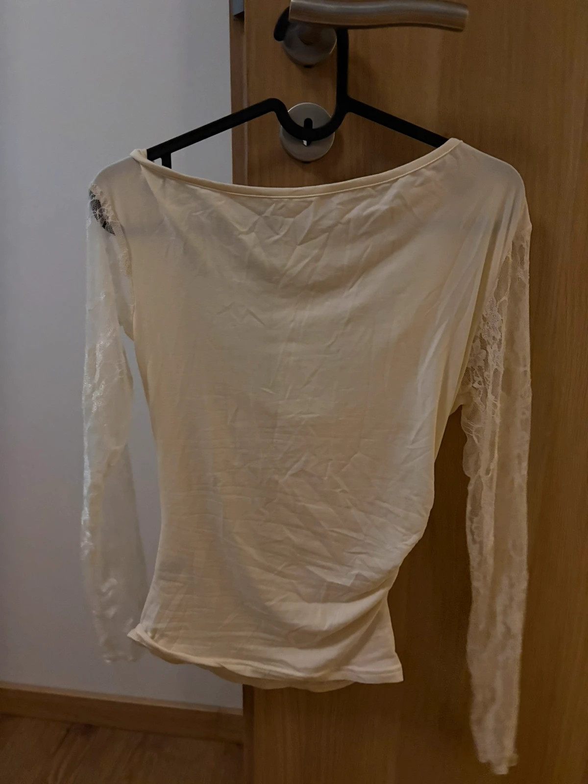 Top asymétrique beige/crème avec manches en dentelle – Shein – taille XS / 34 / 6 5