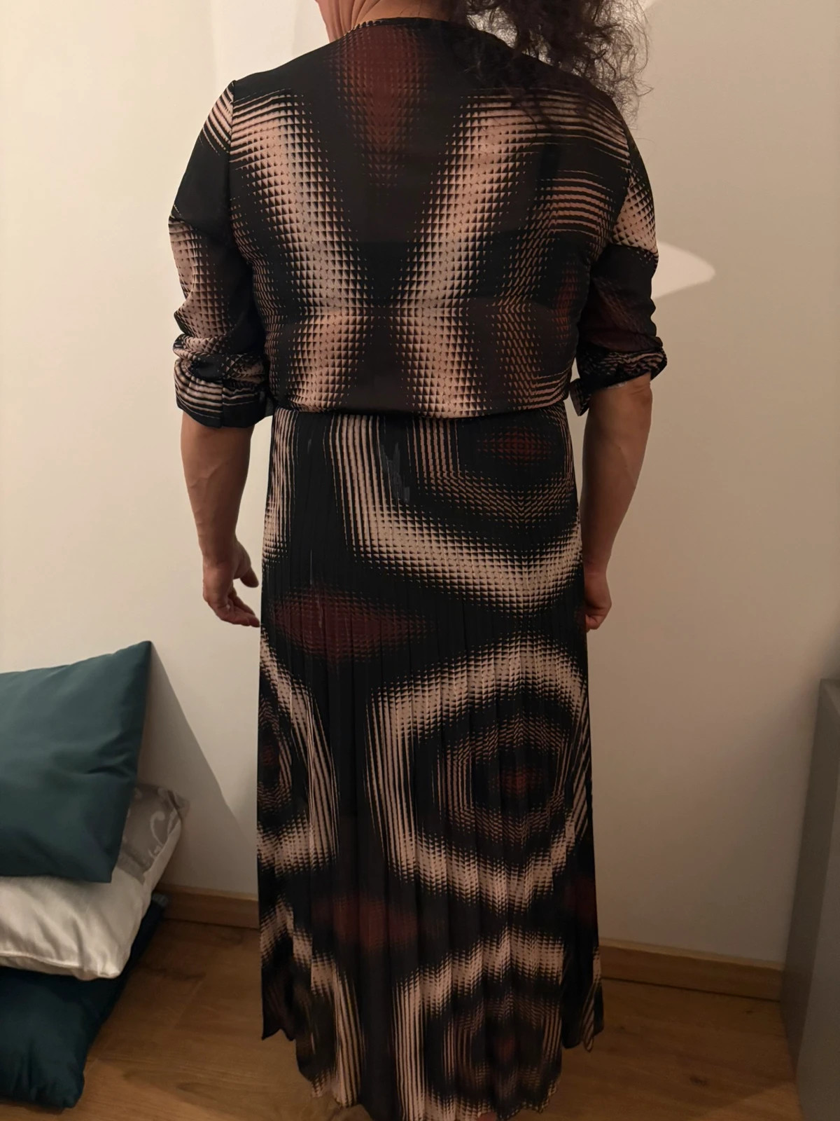 Robe longue imprimée noire, beige et brun – New Collection – taille M / 38 / 10 2