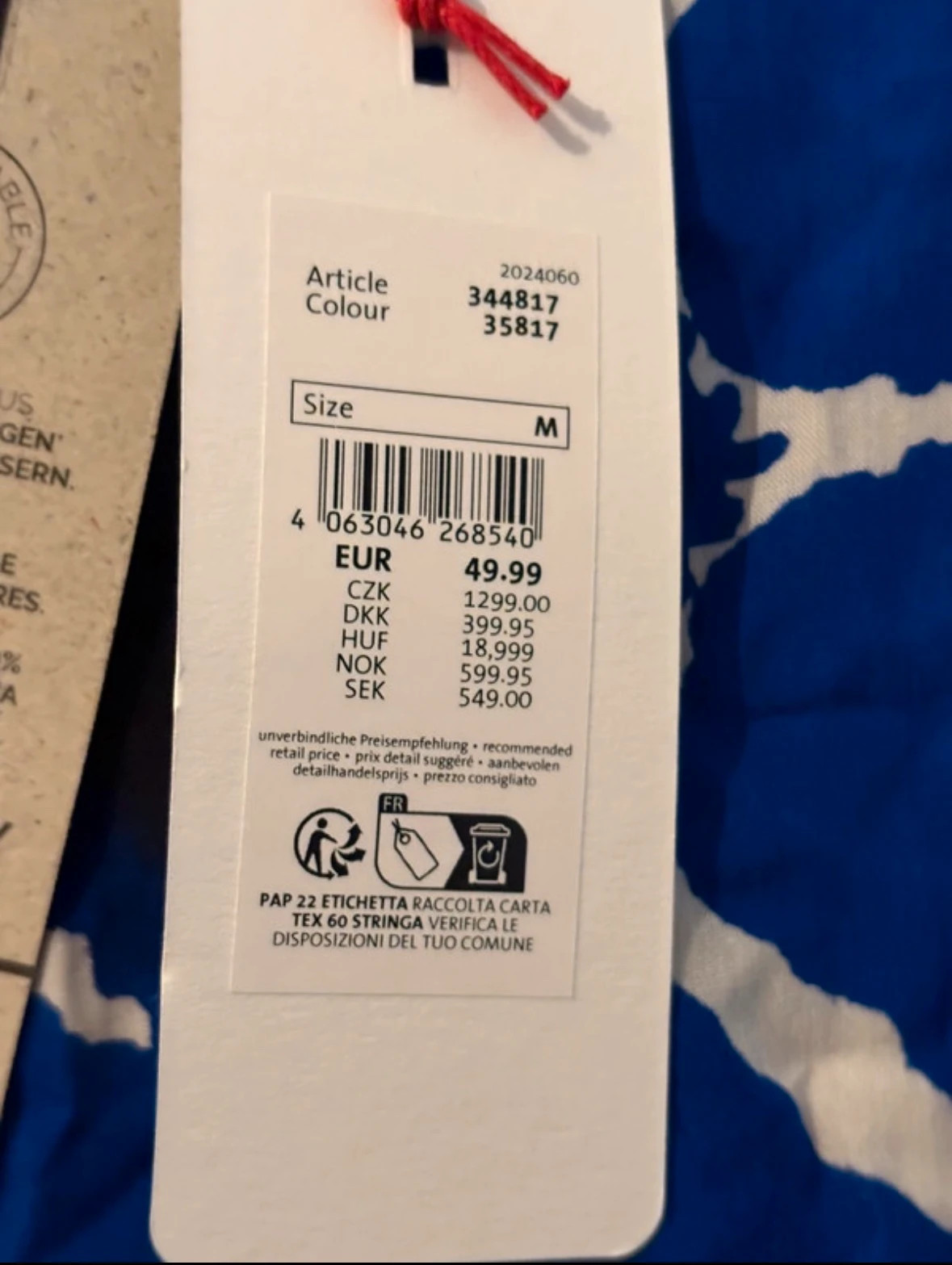 Veste légère femme – motif bleu & blanc – Street One – taille M / 38 / 10 4