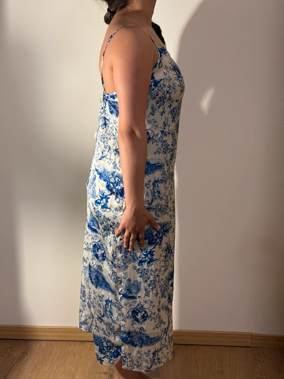 Robe longue blanche et bleue style porcelaine – Primark – taille XS / 34 / 6 3