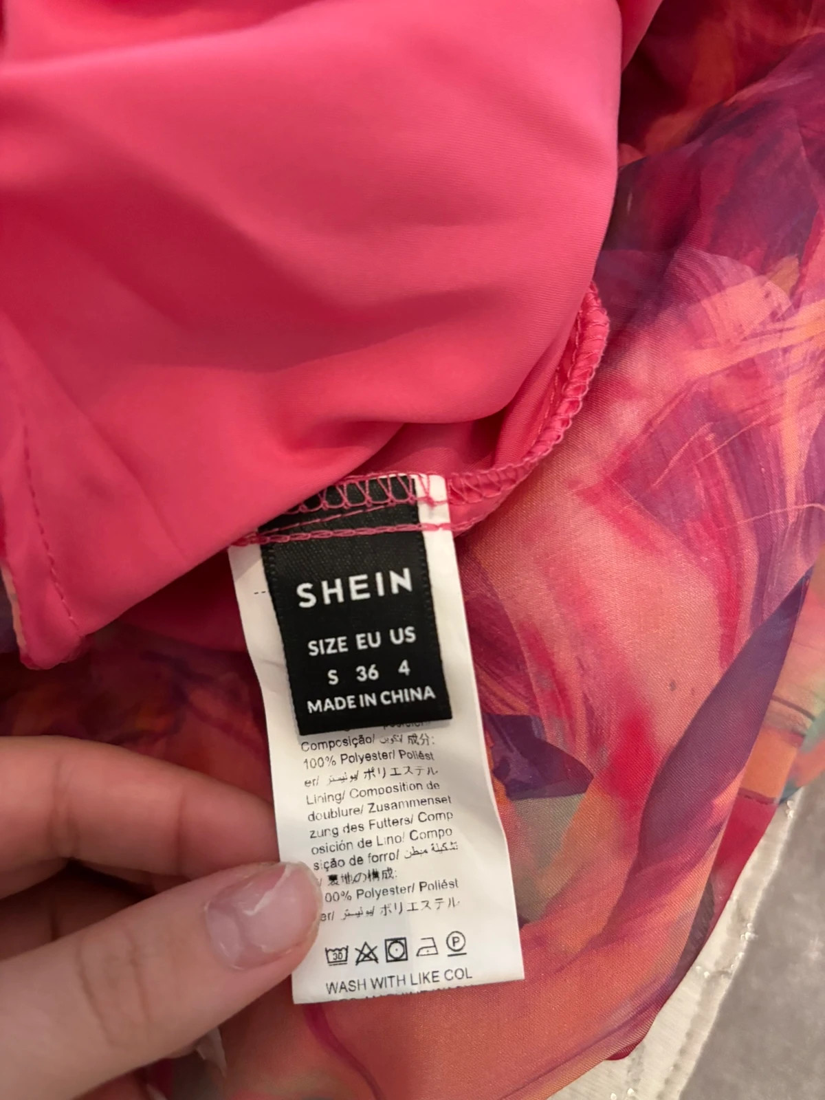 Ensemble rose imprimé (top + jupe) – Shein – taille S / 36 / 8 2