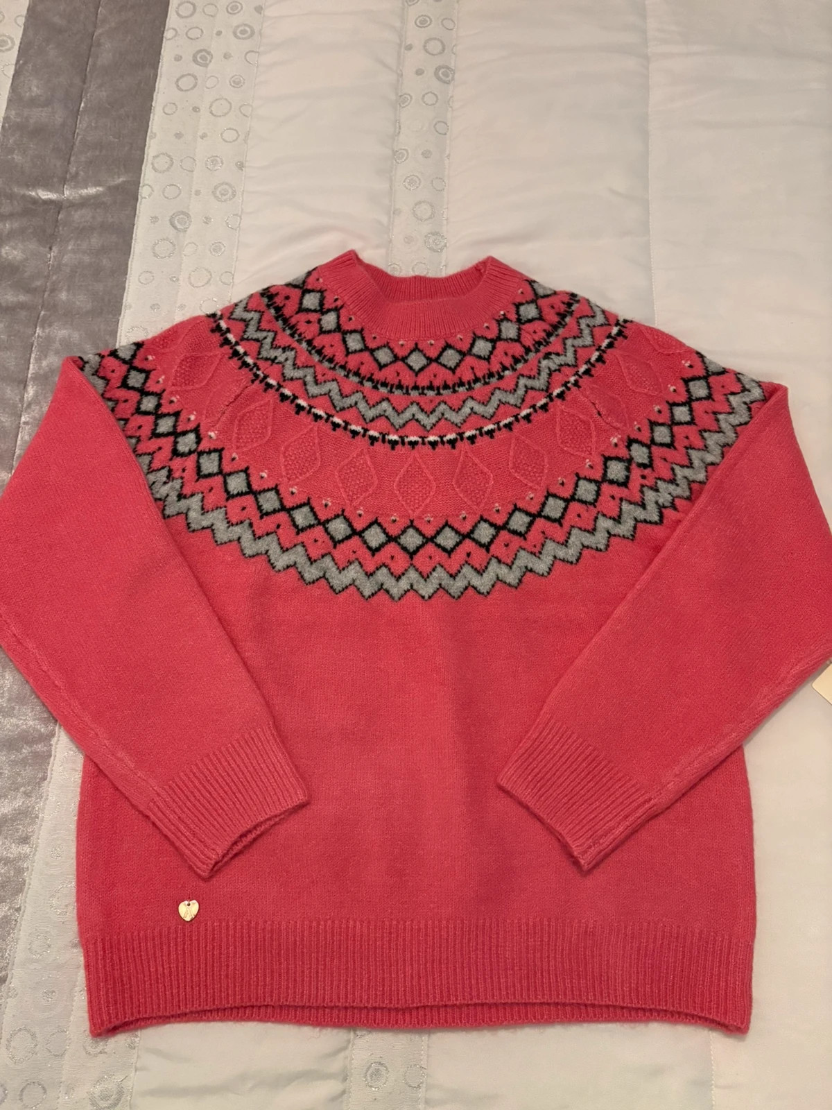 Pull rose motif nordique /chaud & tendance – Moda Ana – taille M / 38 / 10 3