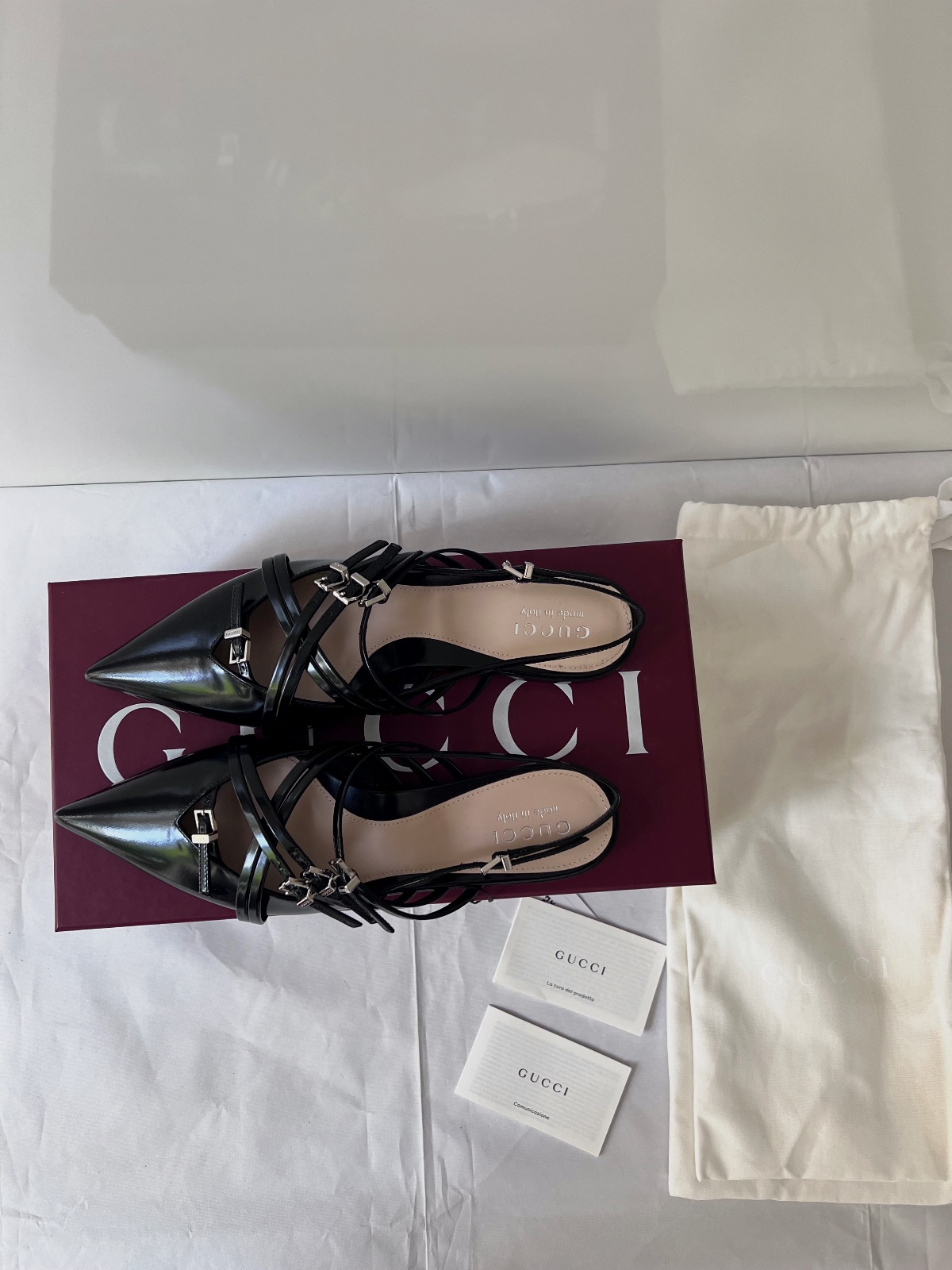 Mules Slingback Gucci en Cuir Vernis Noir – Gucci – taille EU 36 2