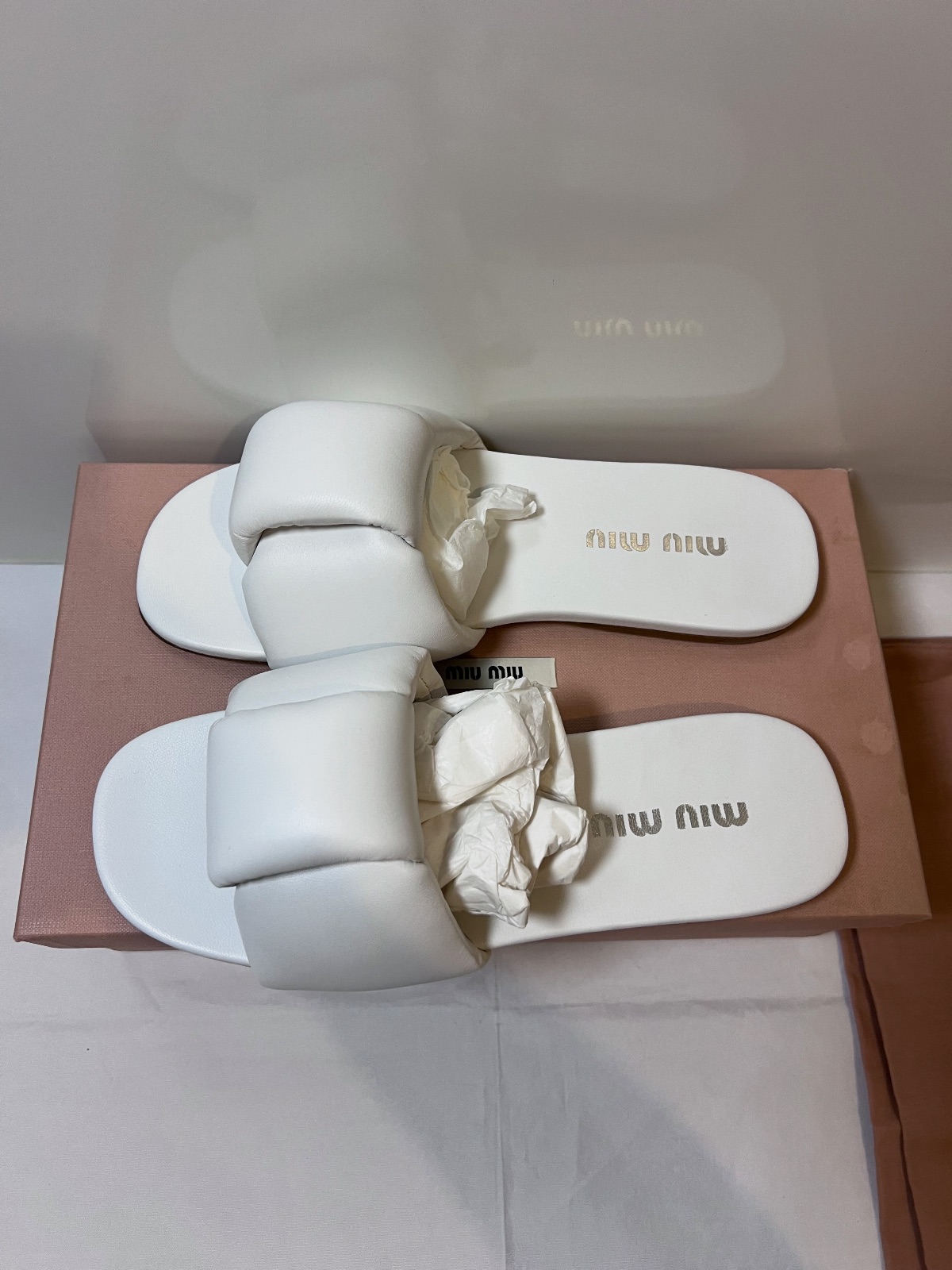 Mules en cuir Miu Miu blanches – Miu Miu – taille EU 37 2