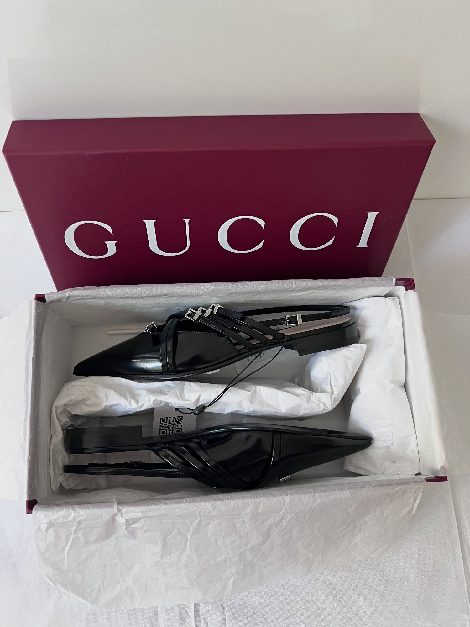 Mules Slingback Gucci en Cuir Vernis Noir