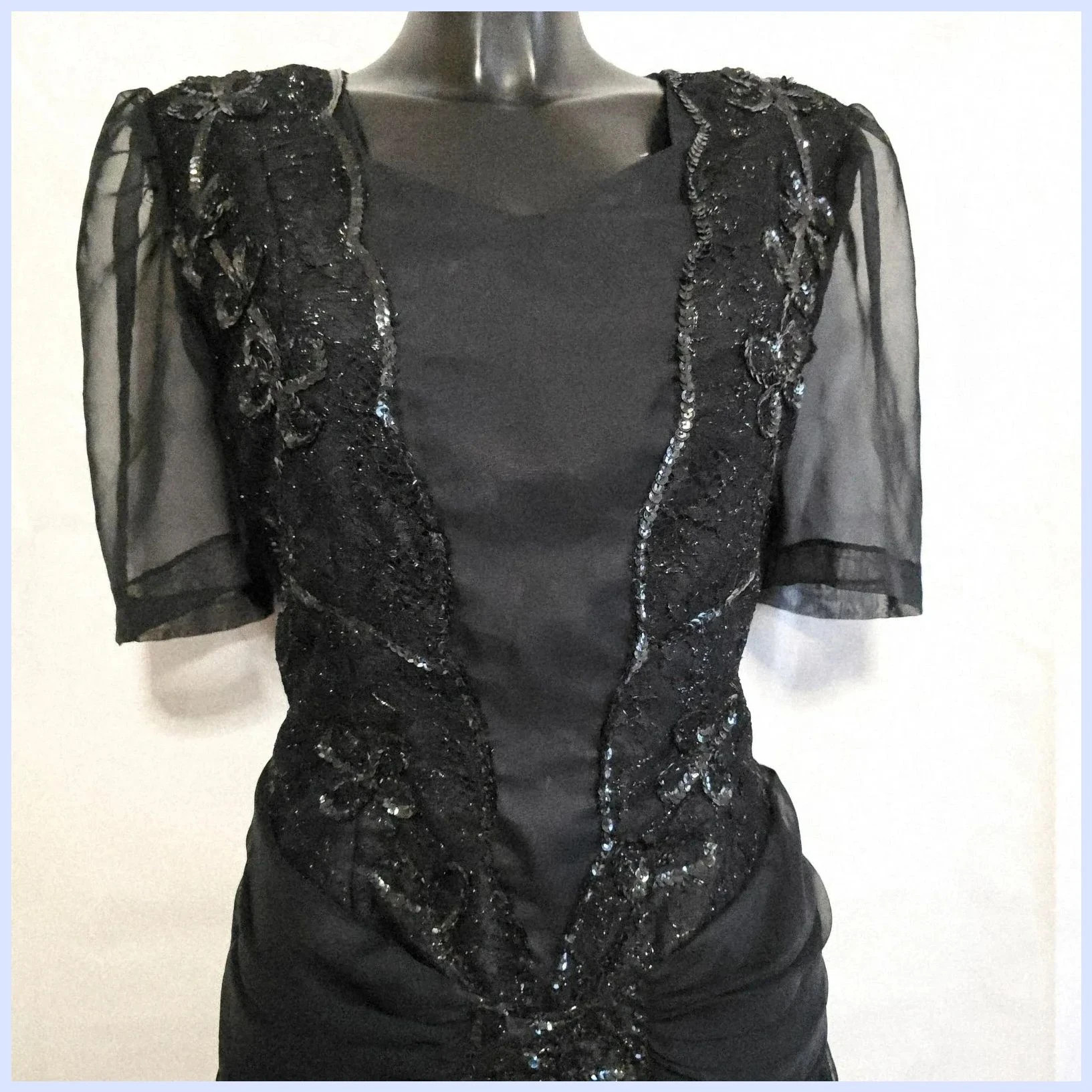 Elegante vestido negro de fiesta – Vintage Dressing – taille 4XL / 48 / 20 3