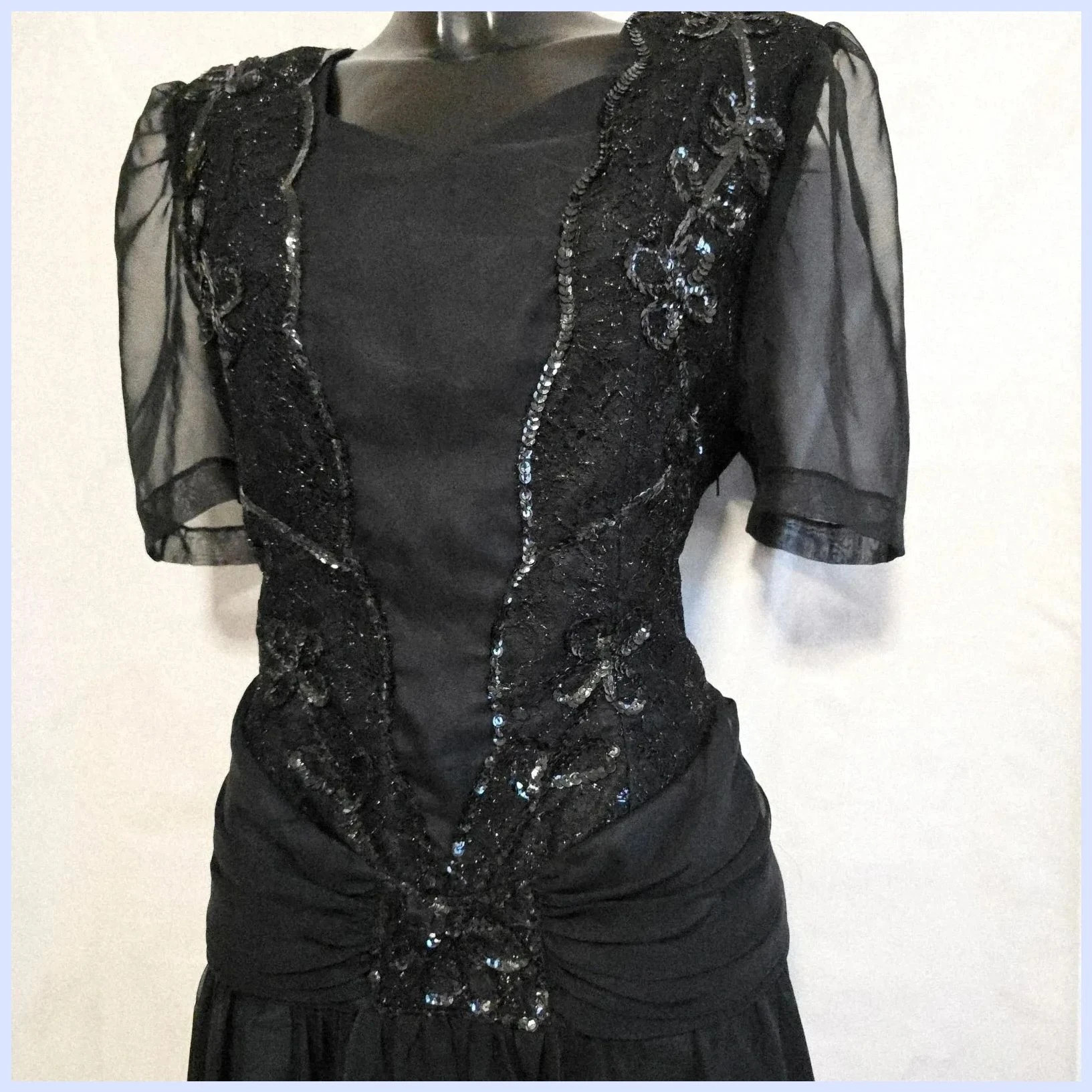 Elegante vestido negro de fiesta – Vintage Dressing – taille 4XL / 48 / 20 5