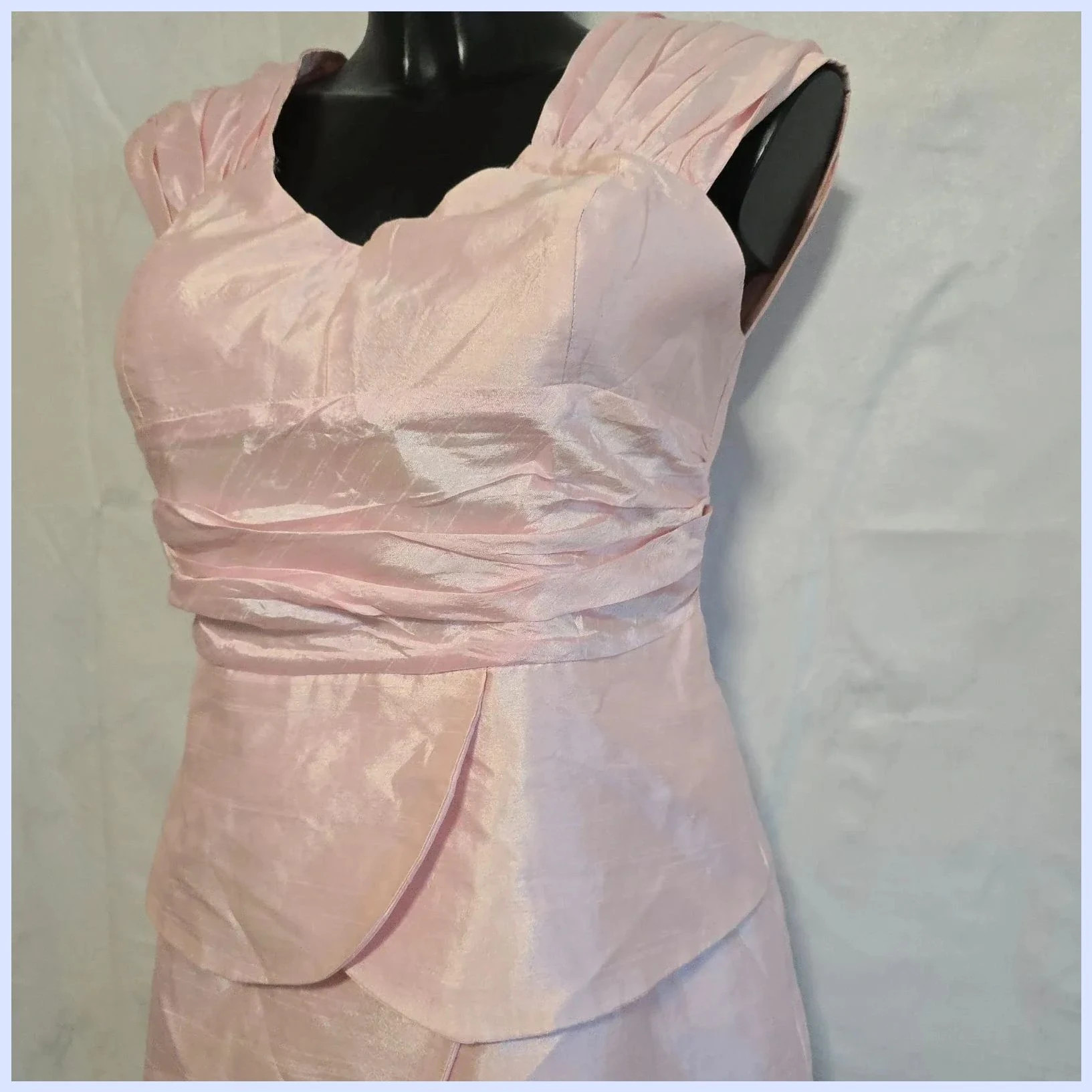 Vestido cóctel capas satinado – Vintage Dressing – taille L / 40 / 12 3