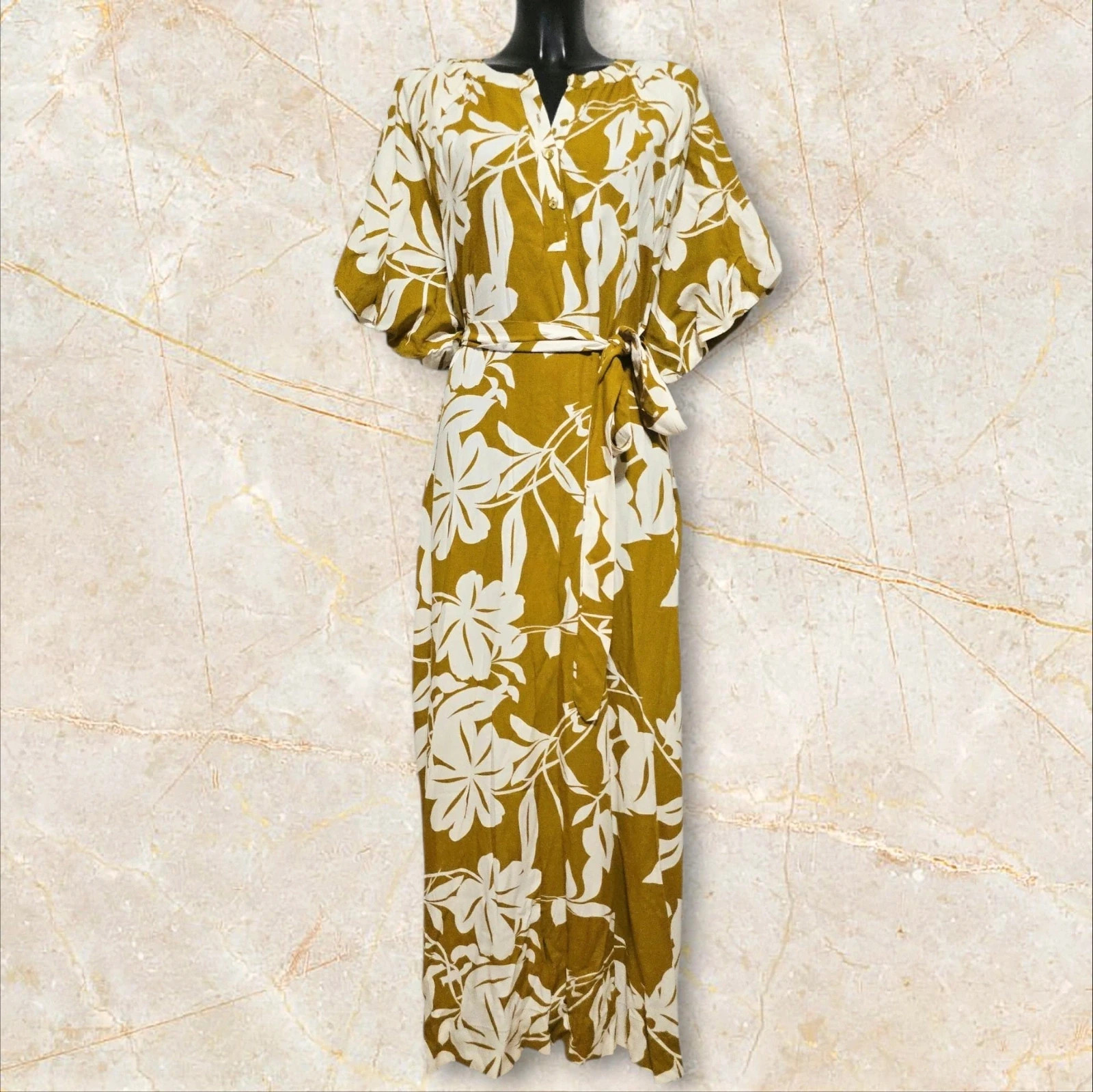 Vestido estampado viscosa y lino