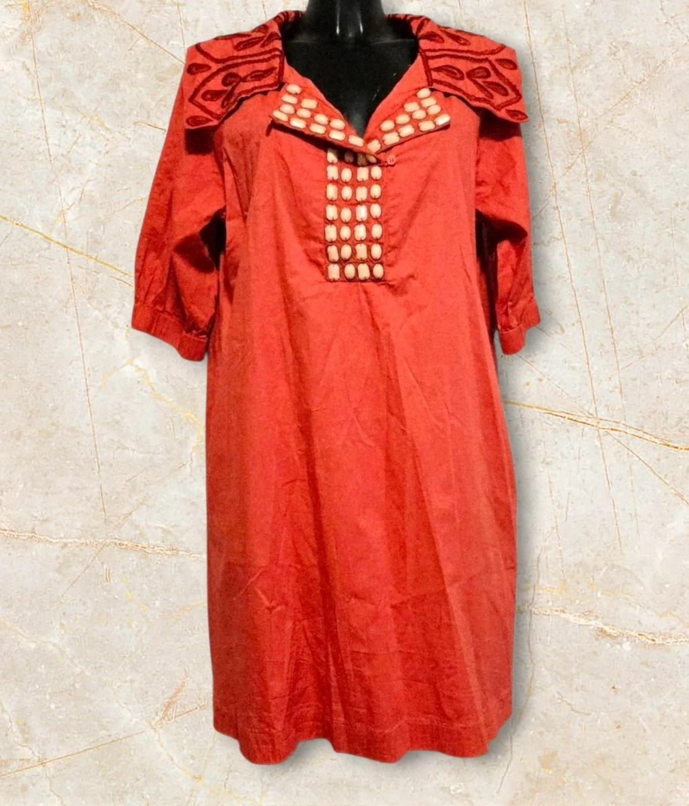 Vestido de algodón con pedrería – Niza – taille XXL / 44 / 16