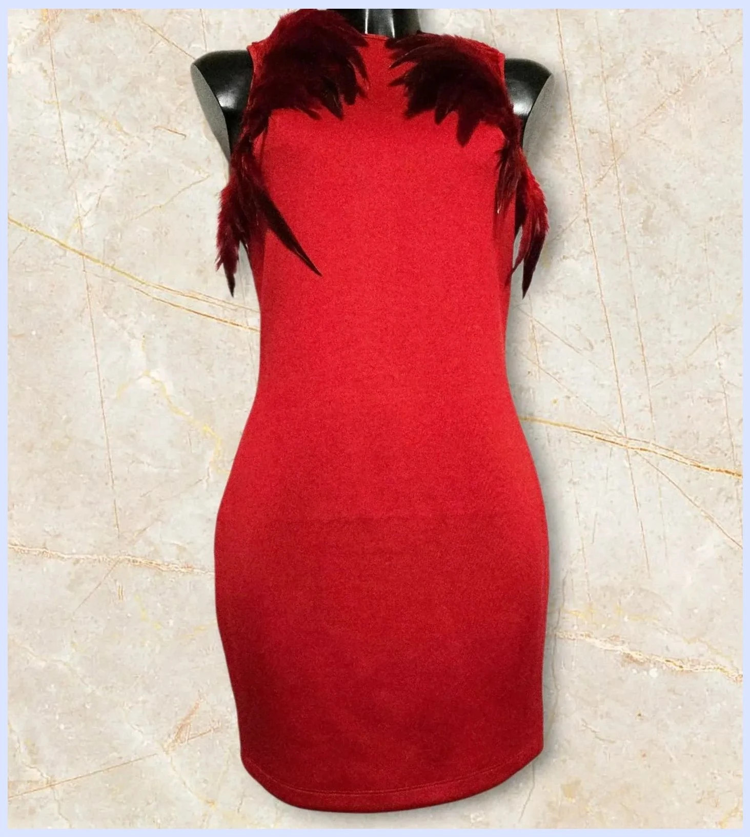Vestido de fiesta con plumas – Classic Tricot – taille M / 38 / 10