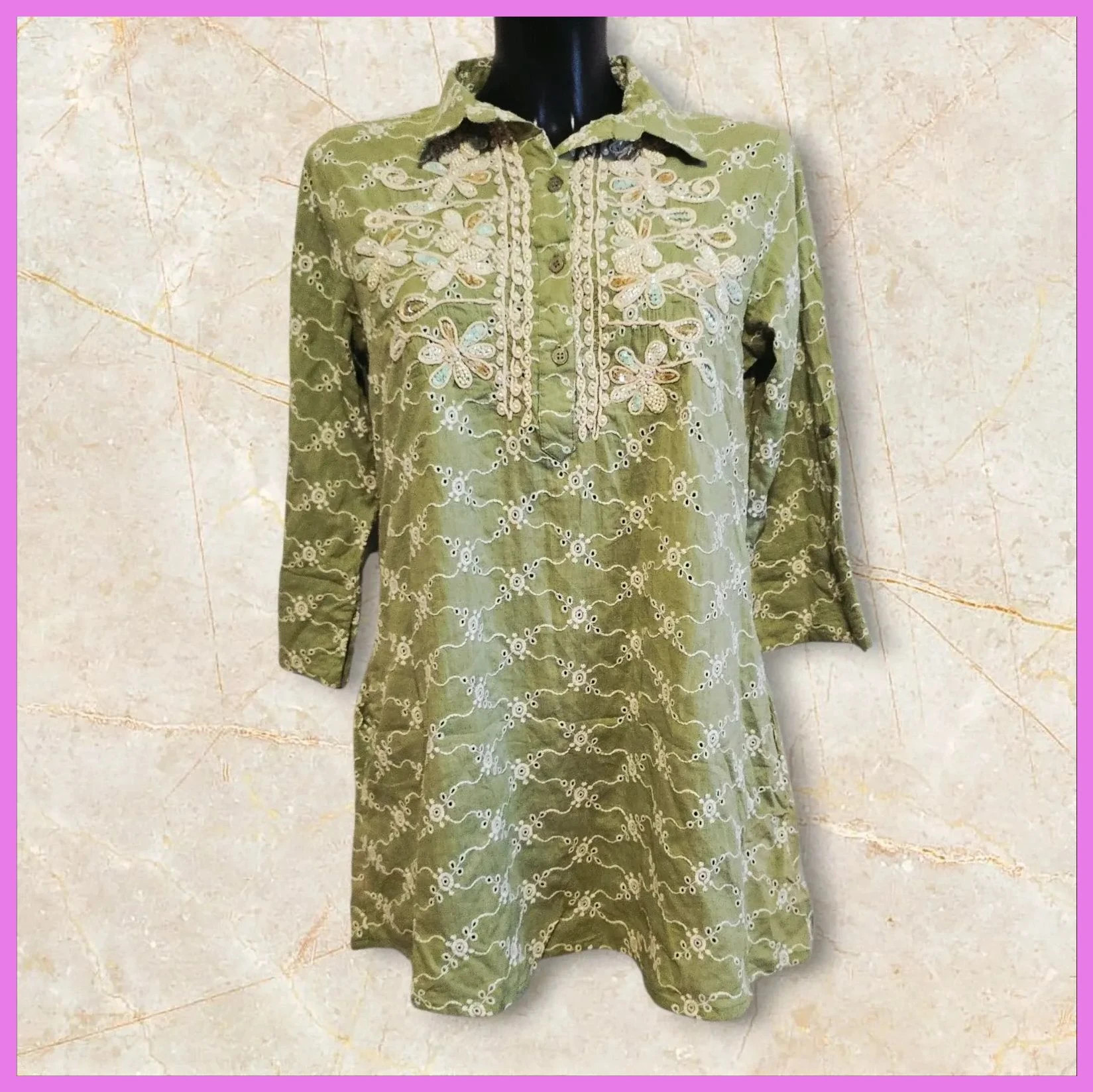 Blusa bordada 100% Algodón – Iconique – taille XL / 42 / 14
