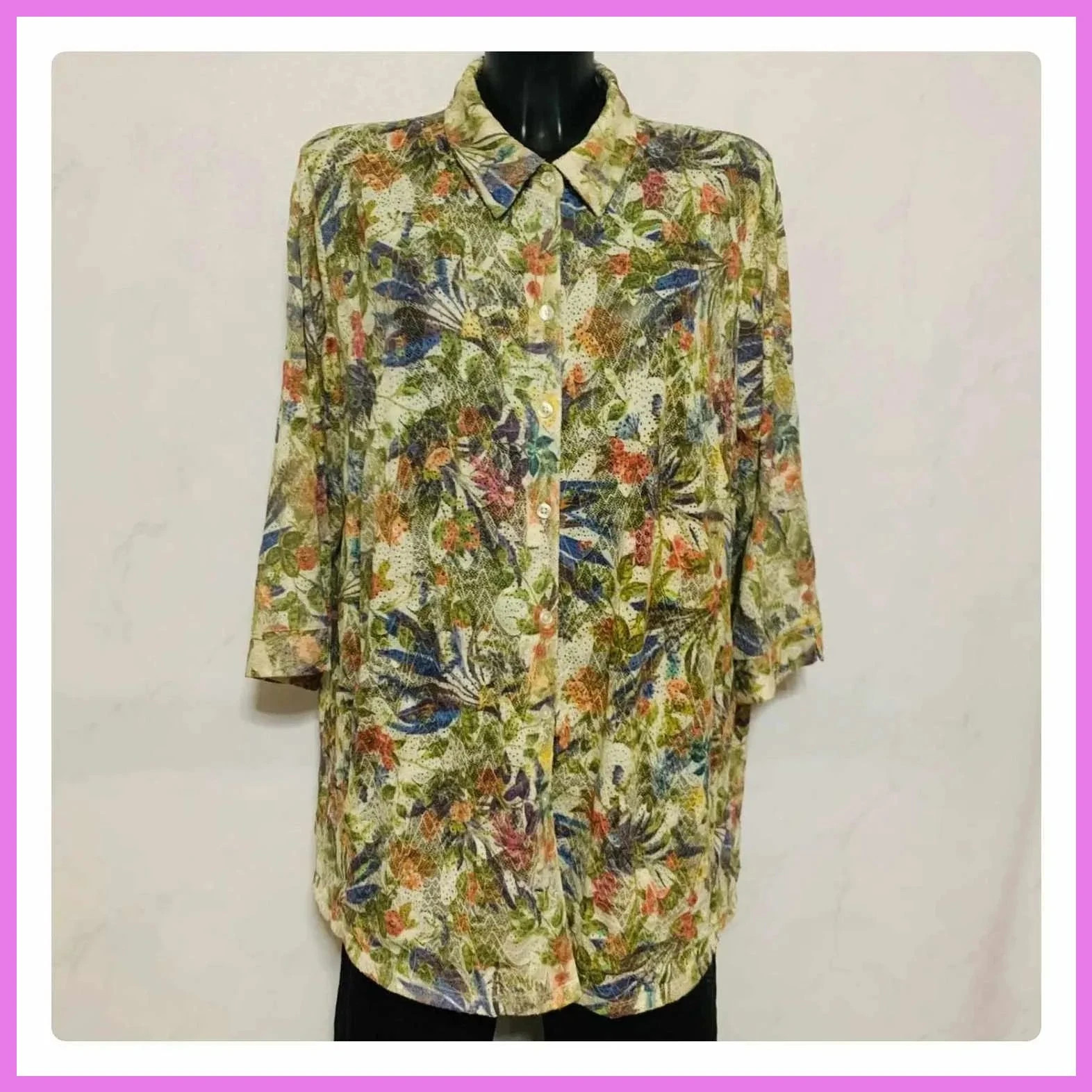 Blusa floreada talla 56 – Vintage Dressing – taille 8XL / 56 / 28