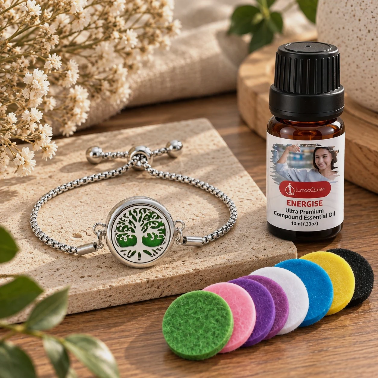 Bracelet diffuseur d'huiles essentielles arbre de vie