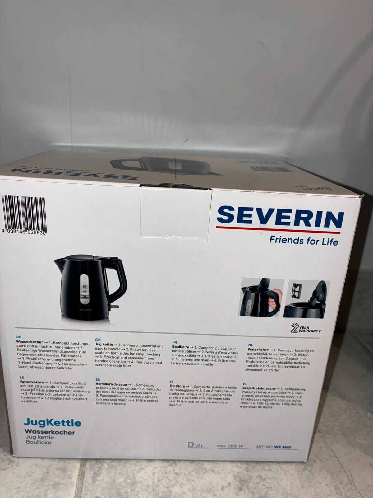 Bouilloire neuf sous carton – Severin 2