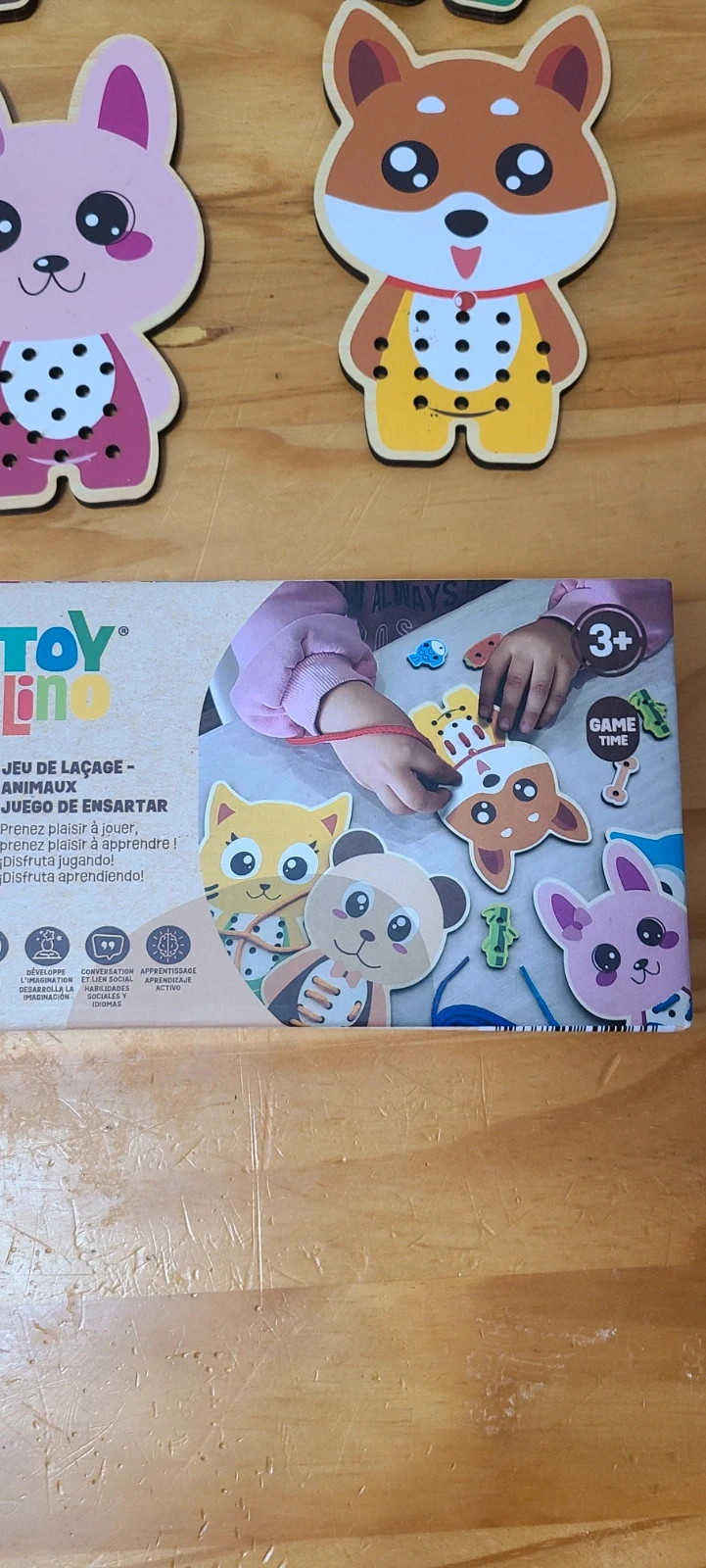 Juego educativo de madera para ensartar y coser animales - Marca Toy Lino (+3 años) – Toy Lino – taille 3 ans / 98 cm 2