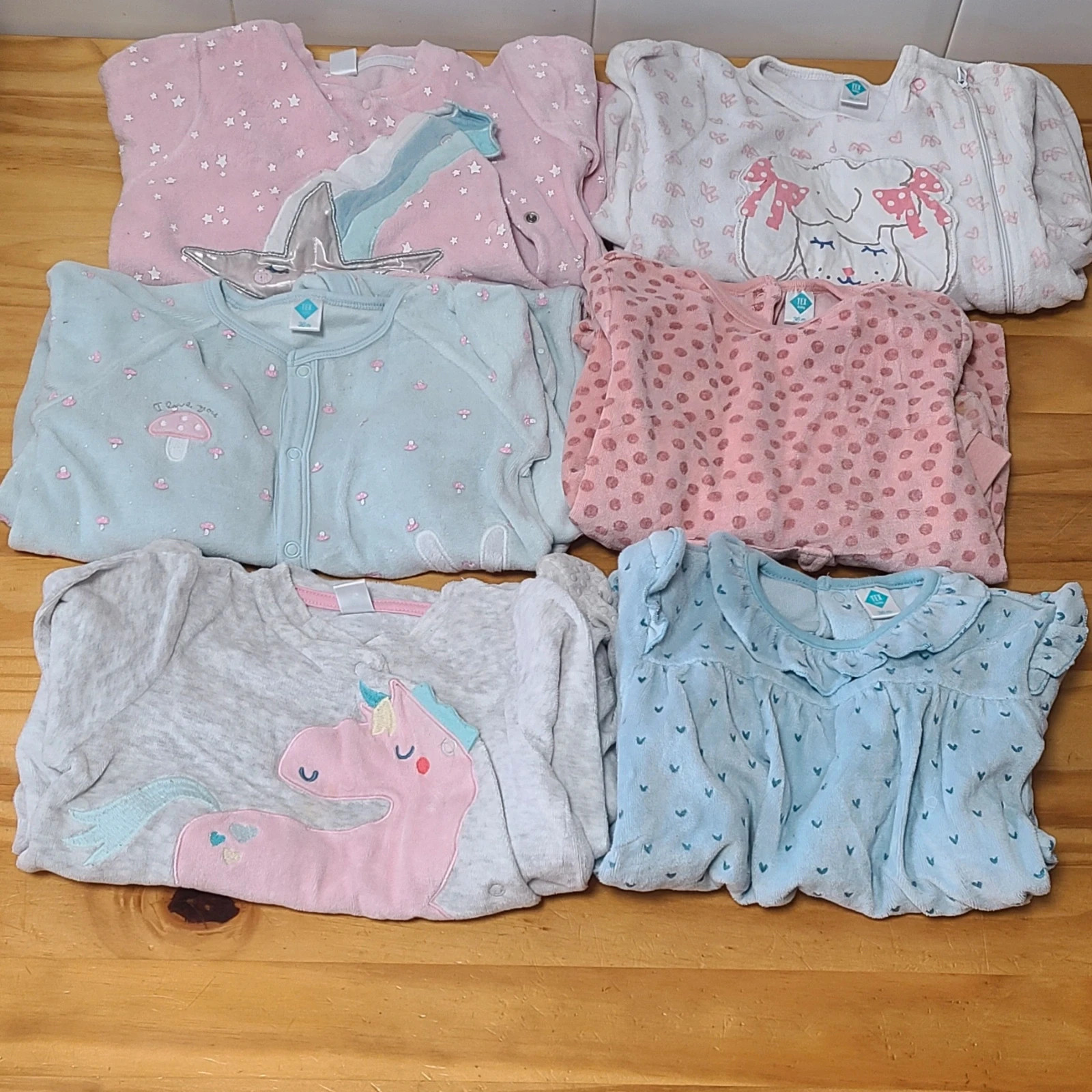 Lote de 6 pijamas enteros de 36 meses bebe de niña – TEX – taille 3 ans / 98 cm
