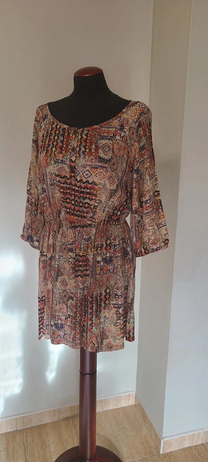 Vestido boho- étnico manga 3/4 talla XL