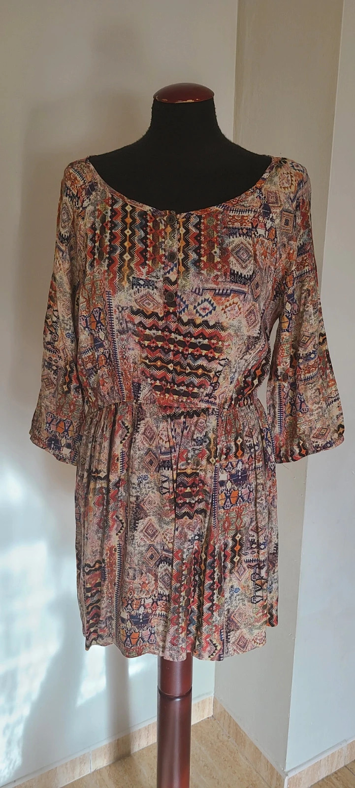 Vestido boho- étnico manga 3/4 talla XL – Menglu – taille XL / 42 / 14 2