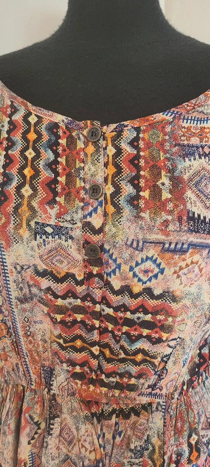 Vestido boho- étnico manga 3/4 talla XL – Menglu – taille XL / 42 / 14 3