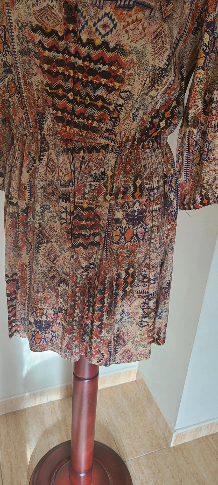 Vestido boho- étnico manga 3/4 talla XL – Menglu – taille XL / 42 / 14 5