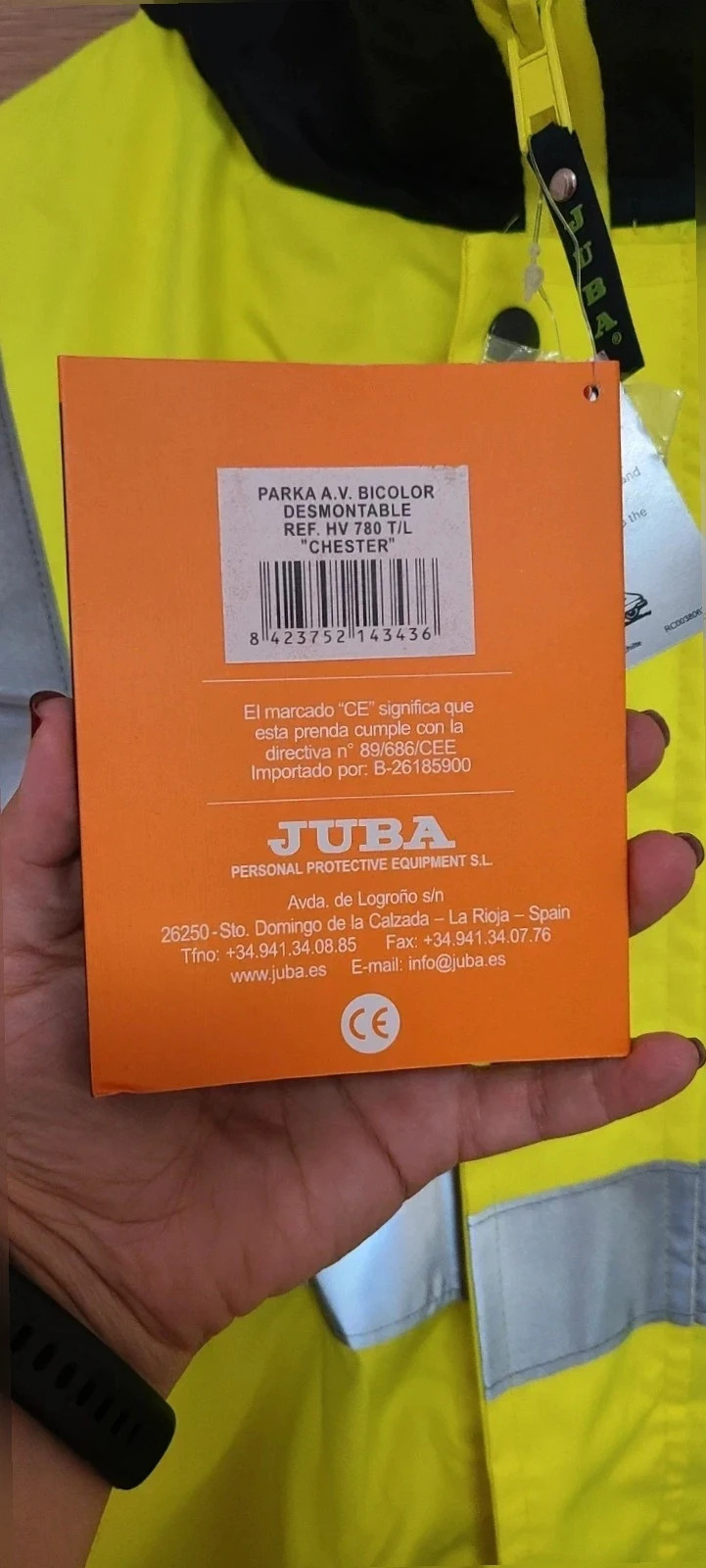 Juba Parka desmontable 100% pol, oxford/PU bandas reflectantes 3M, Amarillo flúor/marino - SIZE: L – JUBA – taille L 4