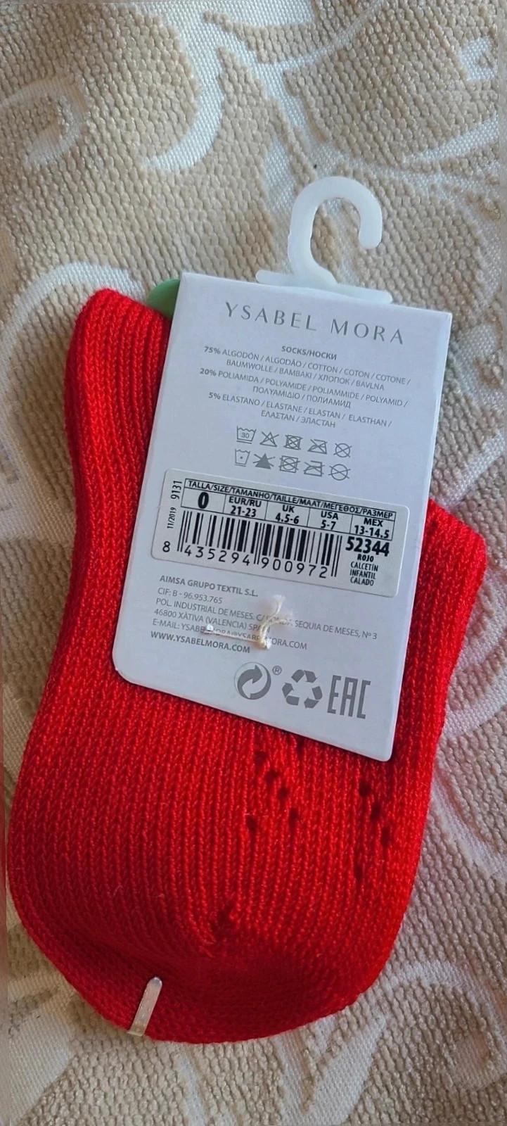 Calcetetín Calado color rojo número 21- 23 – Ysabel Mora – taille 22-24 3