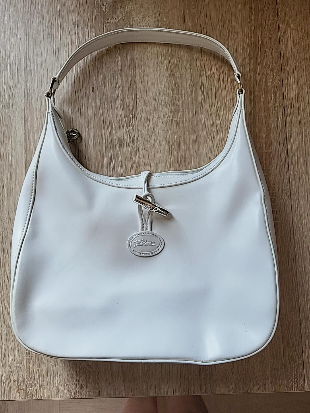 Sac porté épaule Longchamp Roseau en cuir blanc