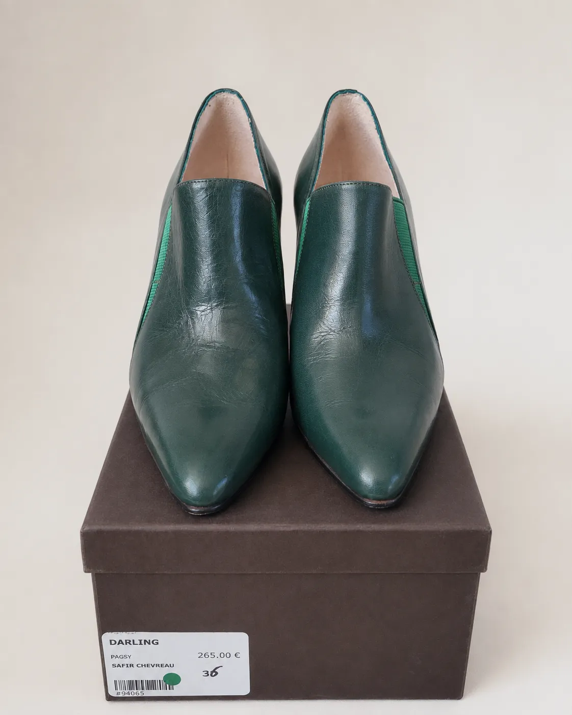 Bottines à talons en cuir vert sapin Jet Set Paris – Jet Set – taille EU 36 2