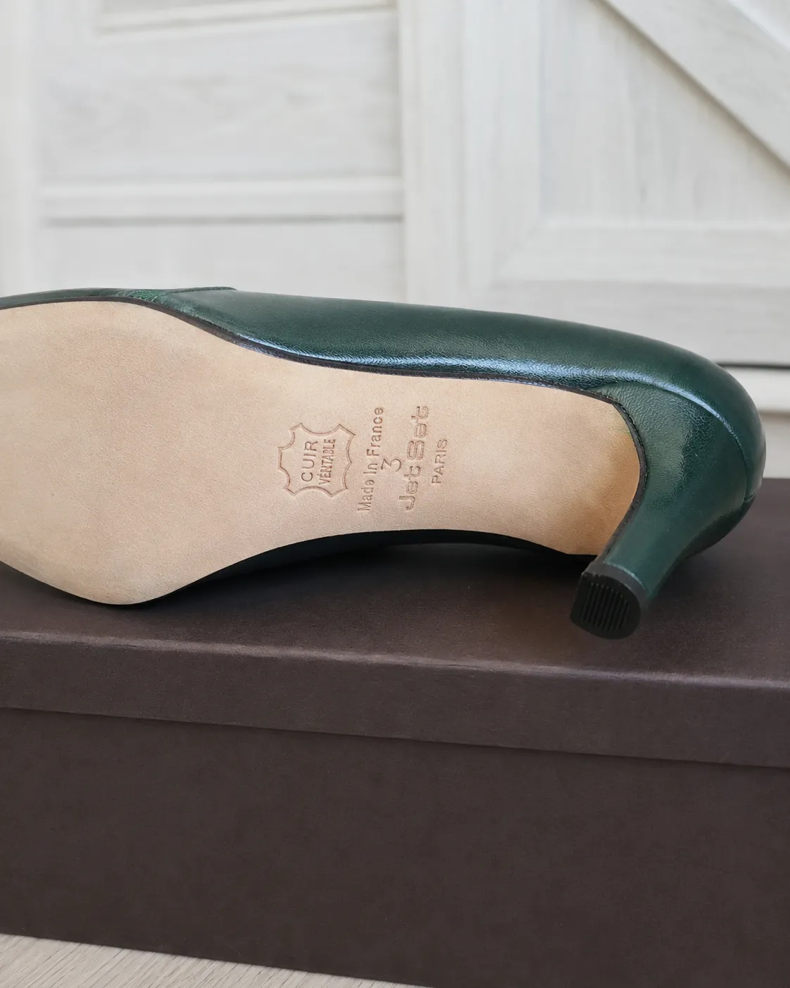 Bottines à talons en cuir vert sapin Jet Set Paris – Jet Set – taille EU 36 3