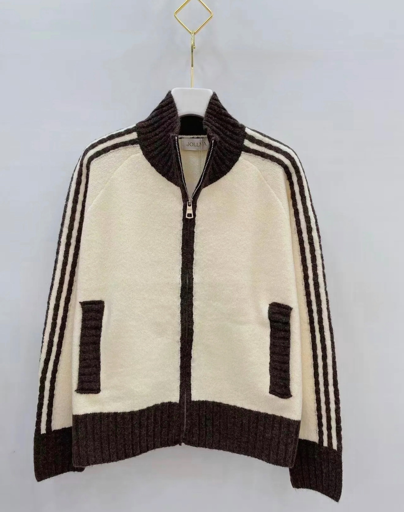 Gilet zippé en maille bicolore
