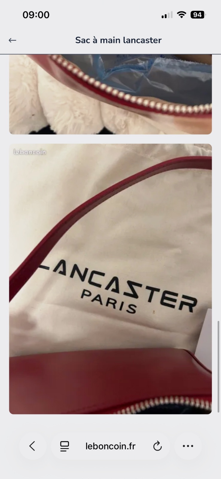 Sac baguette Lancaster rouge en cuir – Lancaster – taille Taille unique 5